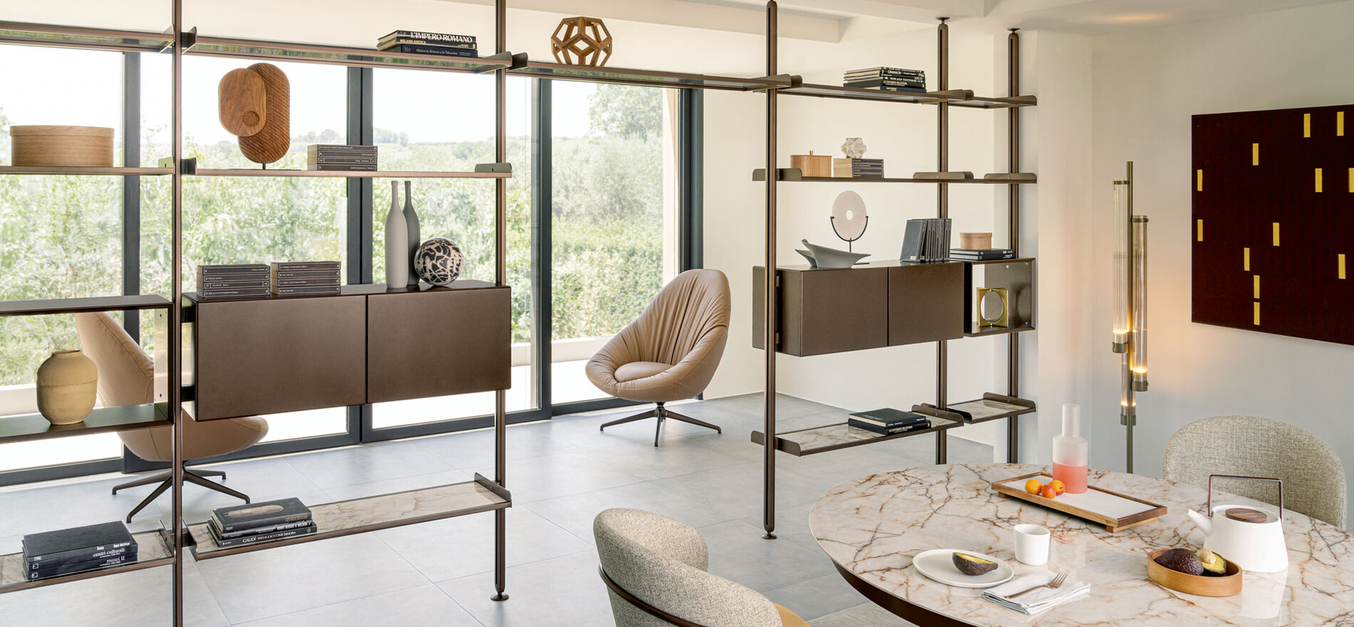 Libreria moderna a parete, Techwall, Riflessi