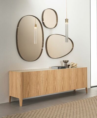 Madia moderna con piano in ceramica - Cross, Riflessi