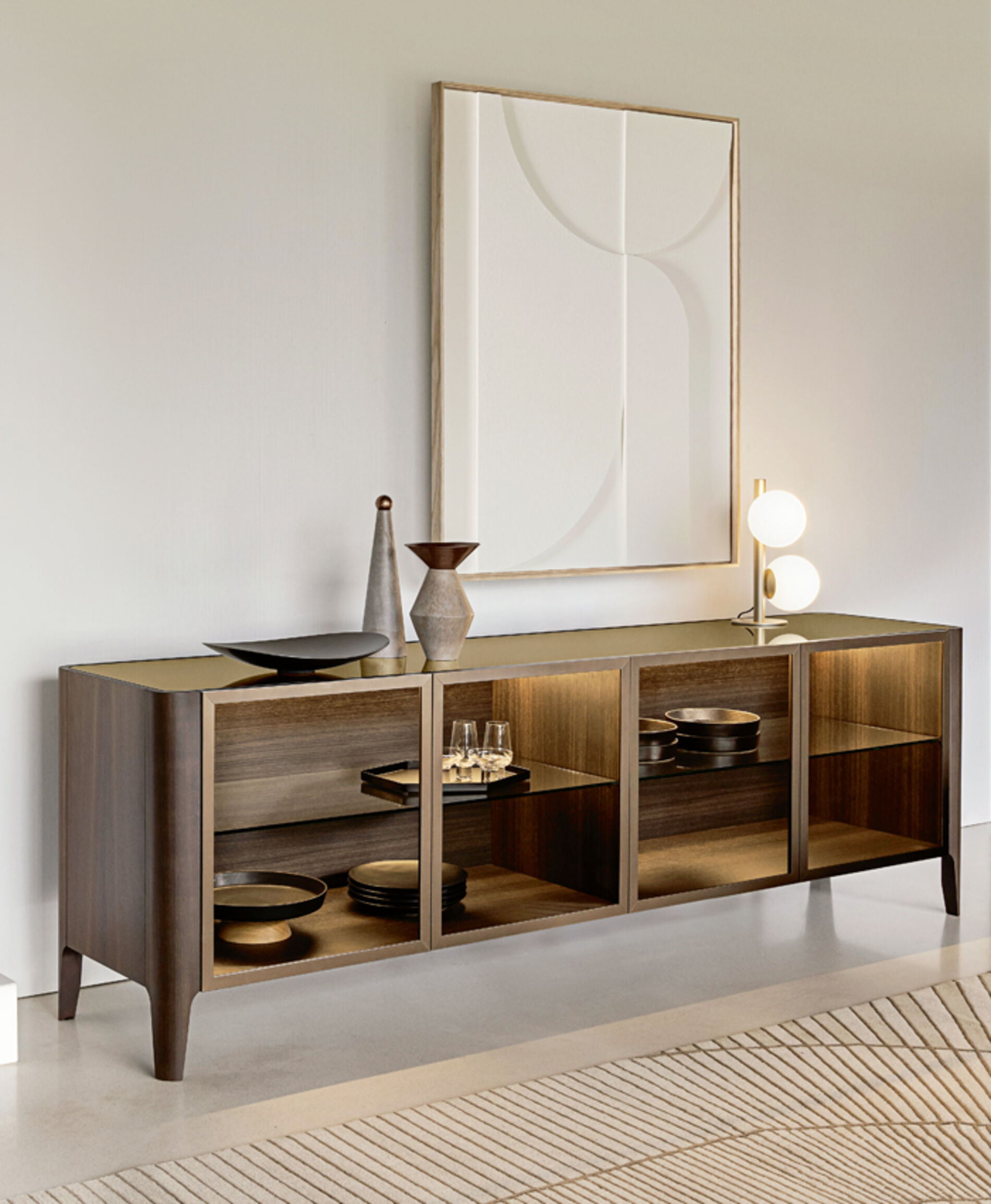 Madia Moderna in Legno con ante in Cristallo - Cross, Riflessi