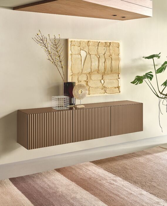 Madia in legno moderna sospesa di design, Onda - Riflessi
