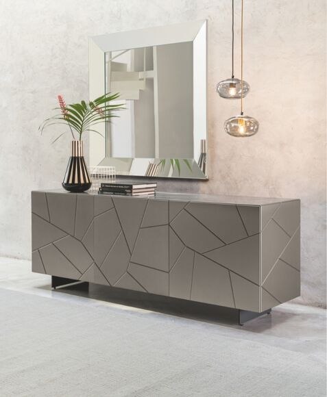 Madia moderna di design con superfici incise, Segno - Riflessi